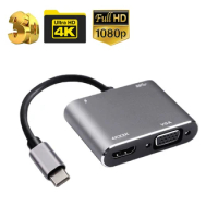 4K Type C to HDMI-compatible USB C 3.0 VGA PD Adapter Dock Hub for MacBook Nintendo Samsung S20 Dex Huawei P30 Dock Xiaomi 10 TV