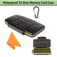 SD Card Waterproof 24 Slots Memory Holder Case Storage Box for 12 SD Cards and 12 TF/Micro SD Cards