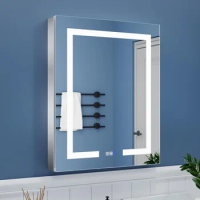 ExBrite LED Lighted Bathroom Medicine Cabinet with Mirror, 24 x 30 Inch, Recessed or Surface led Medicine Cabinet, Defog, Steple