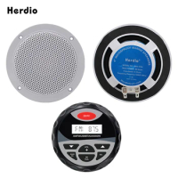 Herdio Bluetooth Loudspeakers Waterproof Stereo FM AM Radio MP3 Player And 1Pair Waterproof Boat Speaker For Outdoor ATV UTV