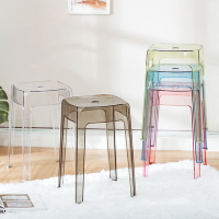 樂嫚妮 4入透彩塑膠椅凳/塑膠凳/方凳/餐椅凳/來賓備用椅凳-(5色)