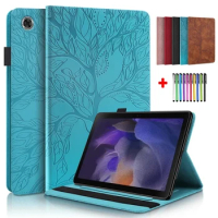Embossed Tree PU Leather Coque For Samsung Tab A9 8.7 inch Case For Galaxy Tab A9 Case 8.7 2023 Flip Wallet Card Shell + Gift