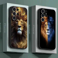 Animal King Tiger Lion Wolf Phone Case for Samsung S23 S22 Ultra S20 S21 FE S10 S9 S8 Plus Galaxy Note 20 10 9 Cover Funda