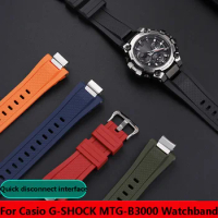Modified Waterproof Resin Silicone Watch Strap For Casio G-SHOCK MTG-B3000 Watchband Quick Release Men Stainless Steel Bracelet