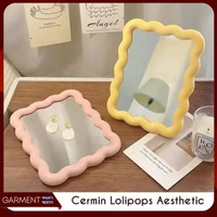 Cermin Make Up Stand Mirror Cloud Kaca Aesthetic Kaca Wave Portable Meja Rias Decoration PUTIH