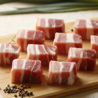台畜 【台灣生鮮豬】帶皮五花肉丁 (200g)