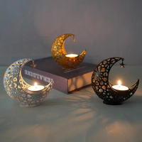 Middle East Arab Festival Moon Aromatherapy Furnace Wrought Iron Candle Hollow Candle Holders Home Decor Candelabros Decorativos