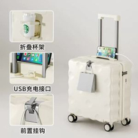 行李箱拉桿箱可騎行登機箱兒童行李箱小型18寸多功能高顏值旅行箱 谷物白 18寸