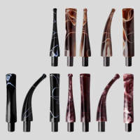 1pc Acrylic Tobacco Mouthpiece For Tobacco Briar Pipe Smoke Pipe Handwork Coffee Color Pattern Pipe Mouthpiece