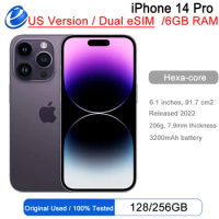 Original Apple iPhone 14 Pro 128/256/512GB 1TB ROM 6GB RAM Dual eSIM 6.1" Genuine Super Retina OLED Face ID NFC A15 5G
