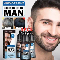 3X Mens Hair Dye Shampoo 3.53oz Hair Dye Black Shampoo Gradual Gray Darkening Beard Wash Shampoo For Reducing White Beard Color