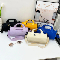Cylindrical travel bag for men, gym bag made of patterned Oxford fabric, carry-on luggage bag, light