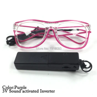 Monochrome EL Wire Glasses 10Colors Wholesale Glasses 30pieces with Sound activated Driver for Novelty Lighting Decoration