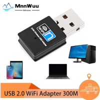 MnnWuu USB Network Card 300M WiFi Adapter USB Wireless Wifi Receiver With Antenna Wifi Dongle USB adapter For Laptop Desktop