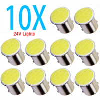 10pcs Car LED Light 1156 BA15S COB*12SMD For Truck DRL Daytime Running Lamp 1157 BAY15D Reverse Stop Signal Bulb 24V Accessories