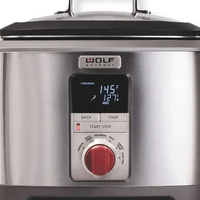 Wolf Gourmet Programmable 6-in-1 Multi Cooker with Temperature Probe, 7 qrt, Slow Cook, Rice, Sauté, Sear, Sous Vide, Stainless