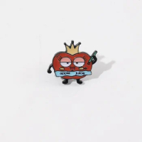 Cartoon wearing a crown of red apple straw shape metal brooch cute fruit series alloy pin clothing backpack accessories badge