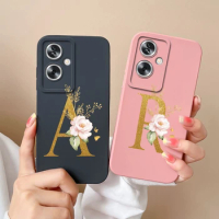 Cases For Oppo A79 A 79 5G Luxury Liquid Silicone Soft Phone Bags Shockproof Matte Flower Letters Back Cover Housing Fundas Capa