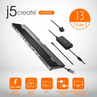 J5CREATE JCD543P 13 in 1 USB-C PD 100W Triple Display Up to 4K Docking Station Power Adapter Include