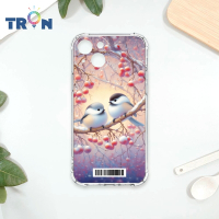 TRON IPhone 14 莓果雪之妖精銀喉長尾山雀 四角防摔載具殼 軟殼 手機殼