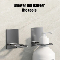 Wall Mounted Self-Adhesive Soap Shower Gel Shampoo Bottle Holder Hanger Bracket Kitchen Household Organizer Supplies