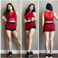 Setelan Hotpant jala dan crop jala
