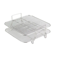 7.87inch Square Air Fryers Rack Stainless Steel Dehydrator Rack Double Layer Square Air Fryers Rack Accessories