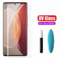 UV HD Curved Full Glue Tempered Glass For Vivo X60 X70 X80 X90 Screen Protector Film For Vivo X60 X70 X80 X90 Pro Plus 9H Glass