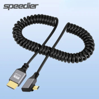 4K@60HZ 0.5-2M Micro HDMI-Compatible to HDMI2.0 Coiled Extension Flexible Spring Spiral Cable Plug SLR Camera Monitor Telescopic