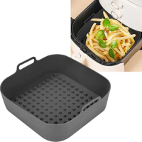 Air Fryer Silicone Pot Thick Reusable Silicone Square Air Fryer Liners Replacement of Parchment Liner Paper Air Fryer Basket
