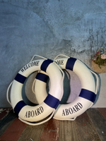 地中海裝飾救生圈拍攝道具海洋館船兒童房藍白救生圈餐廳墻壁裝飾