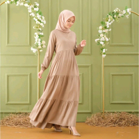 Gamis Polos Rayon Super Premium Tebal Polos Dress Karet Katun Muslim Nyaman Panjang Putih Midi Dewas