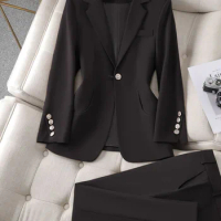 Tesco Formal Pantsuit For Women Slim Blazer Suit +Pencil Pants Women's Outfits 2 Piece For Business Professional Women's Suit