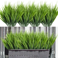10/12pc Artificial Plants Plastic Green Wheat Grass Tropical Plant Indoor Fake Reed Wheat Grass Outdoor Home Garden Office Decor