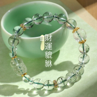【Paiya 派亞】綠幽靈綠水晶貔貅串珠手鏈女時尚高級感招財黃水晶貔貅手串
