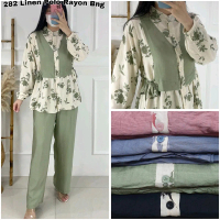 one set knit mix rayon motif