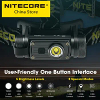 NITECORE HC60 V2 USB-C Rechargeable Headlamp 1200 Lumens 180° Adjustable Angle Headlight Flashlight with 3400mAh 18650 Battery