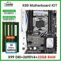 JINGSHA X99 D8I motherboard kit lga2011-3 e5 2690 v4 and 4*8GB=32GB DDR4 2400Mhz Memory set Pc gamer combo NVME M.2 USB 3.0