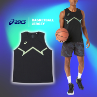 Asics 球衣 Basketball 黑 綠 男款 金屬光澤 無袖 上衣 亞瑟士 2063A302002