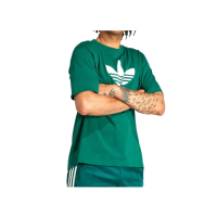 【adidas 愛迪達】Trefoil T-Shirt 男款 綠色 經典 三葉草 基本款 上衣 T恤 運動 短袖 IR7976