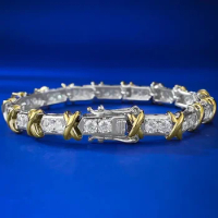 Infinity Moissanite Diamond Bangle Bracelet 100% Real 925 Sterling Silver Wedding Bracelets for Women Men Promise Party Jewelry