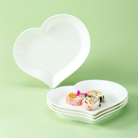 新款景德鎮純白色骨瓷盤子菜盤家用創意北歐風可愛心型盤飯盤