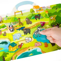 Portable Jelly Sticker Books Cognitive Game Toys Animal DIY Puzzle For Children Kids Quiet Book Montessori Early Education Gifts