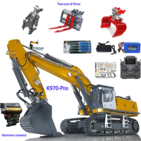 In Stock K970 Pro 100s 1/14 HUINA Hydraulic RC Excavator Remote Control Model Rotating light Antenna Engineering Toys Toucan