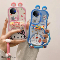 เคสตุ๊กตาสีครีม มีหู สำหรับ Vivo V50 และ V2427 ดีไซน์ 3D ลายจุดน่ารัก แมวเจี๊ยบ ทำจากซิลิโคน กันกระแ