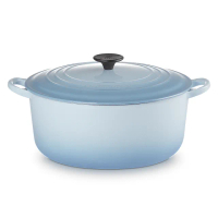 【Le Creuset】琺瑯鑄鐵鍋圓鍋28cm(海岸藍-電木頭)