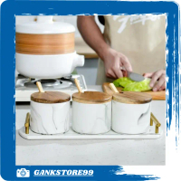 GANKSTORE99 Tempat Bumbu Marble Set Mewah / Set Peralatan Dapur Kitchenware