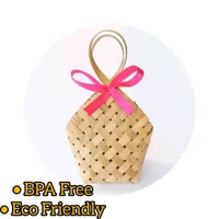 (10pcs) Tas Anyaman Bambu Natural 8x8 - Tas Souvenir dan Snack