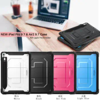 Case For iPad 6 Air 2 Pro 9.7 Shockproof Heavy Duty Silicone Kickstand Hand Neck Strap Pencil Holder For iPad 6 Funda Case