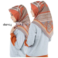 INJI Hijab Voal motip bolak balik series Kerudung Segi Empat Muslim Square Mewah
